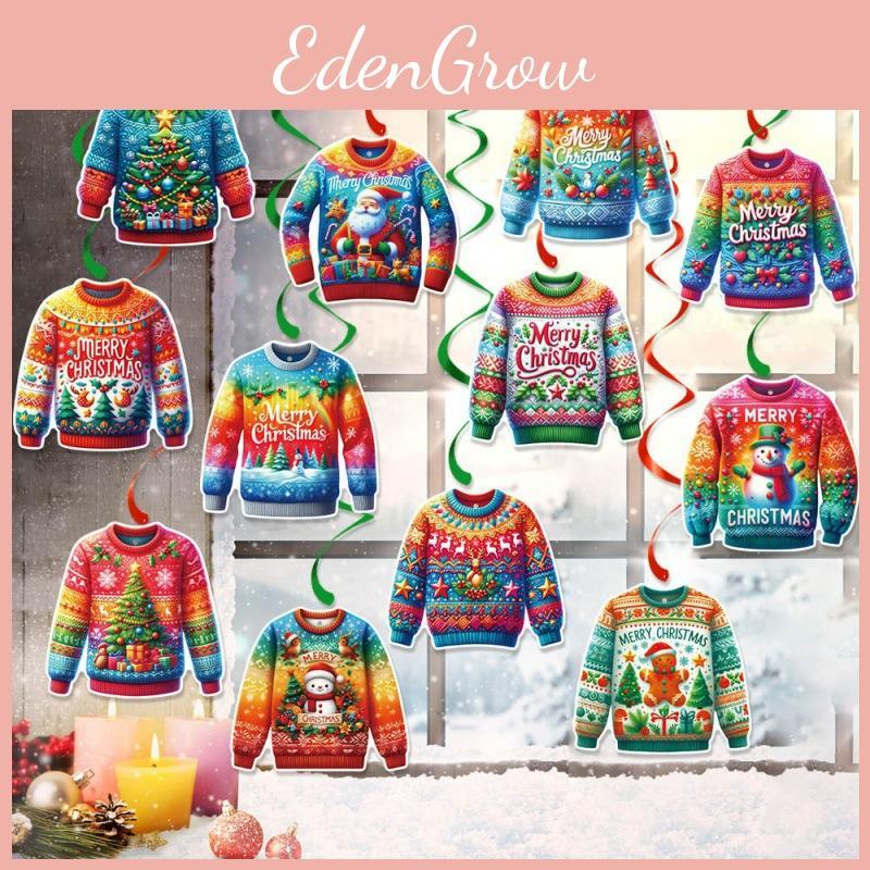 Themed Ugly Sweater Christmas Party Spiral Hang Ornaments Winter Festivities