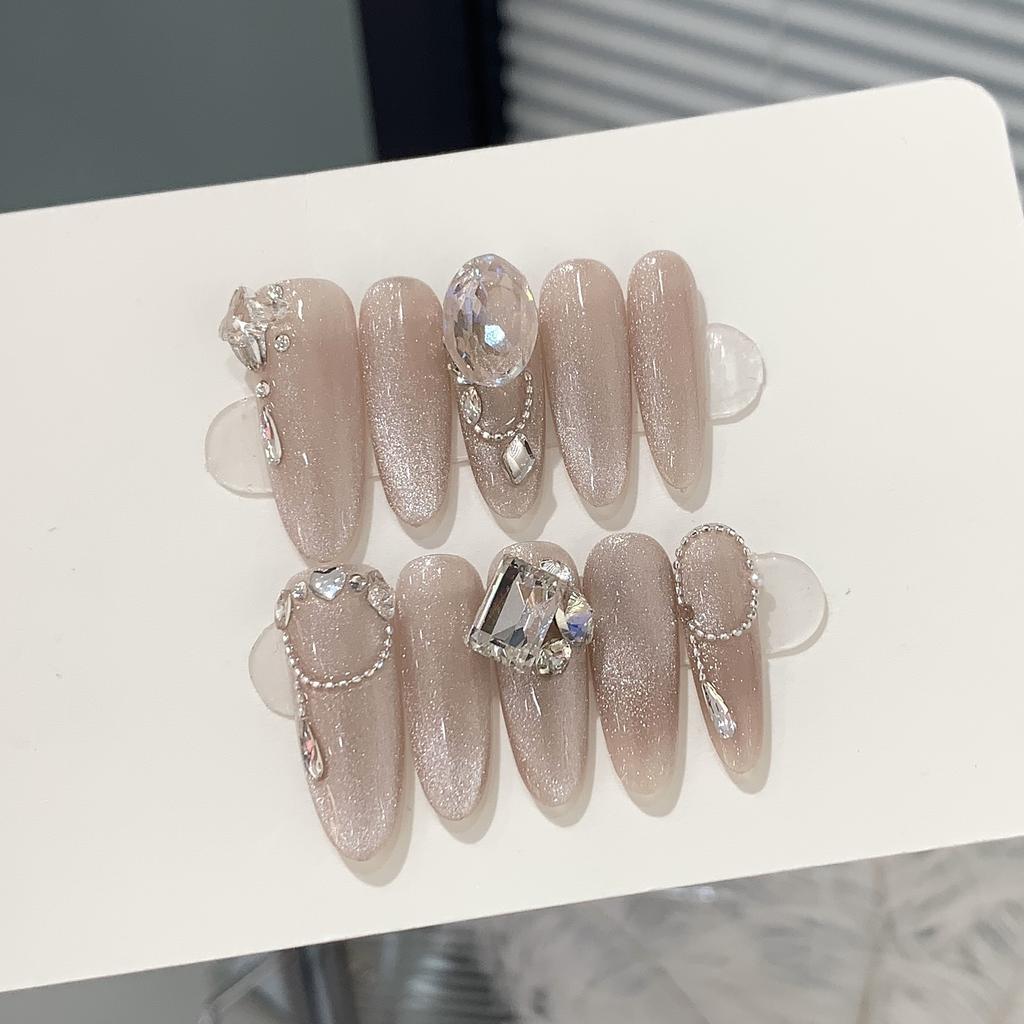 Handmade Armor High-end Sense Cat Eye Gradient Bubble Milk Shell Patch Nail Patch