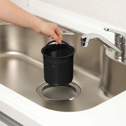 Belca Antibacterial Sink Drain Trash Bin, 135 Type, Made In Japan, 13.5cm Diameter X 13cm Height, Black, SP-231BK