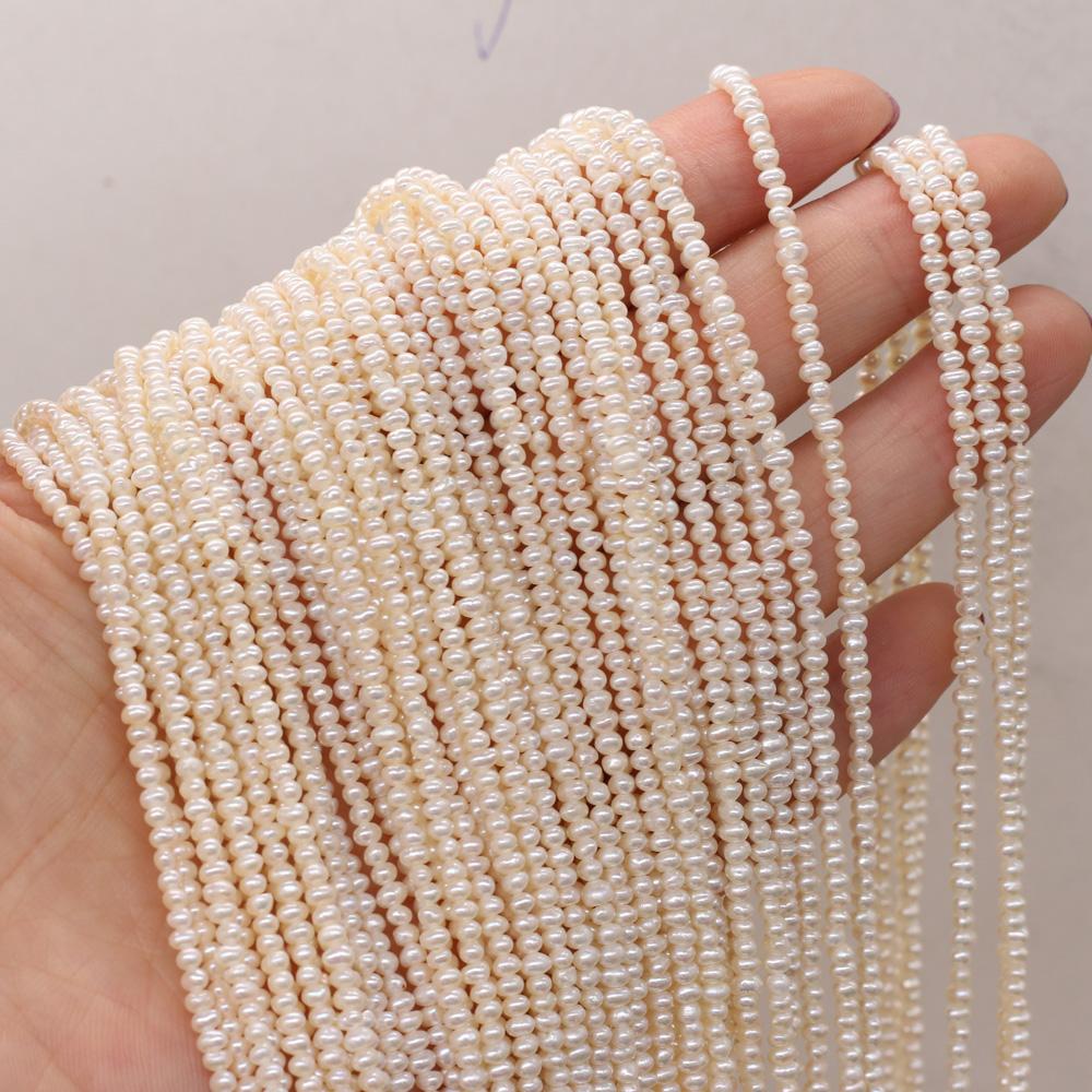 1String, White Natural Potato Shape Pearls Beads, 2-2.5mm, for DIY Necklaces Bracelets Accessories, Jewelry Making, Birthday, Wedding, Party Gift 36cm