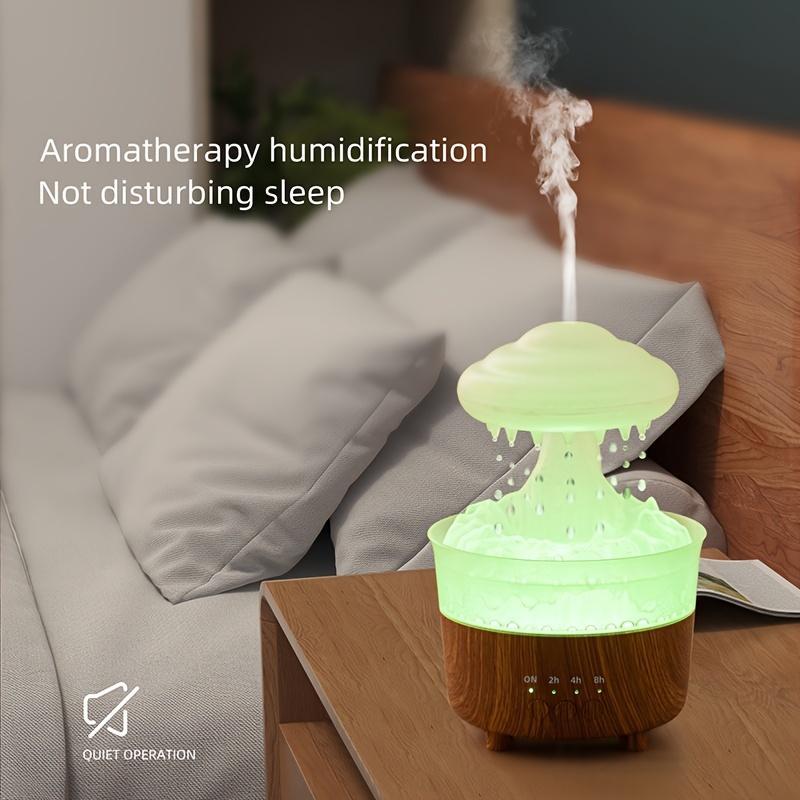 Cloud Shaped Essential Oil Diffuser Without Battery, 1 Piece USB Powered Cloud Rain Humidifier with Remote Control, Creative Co