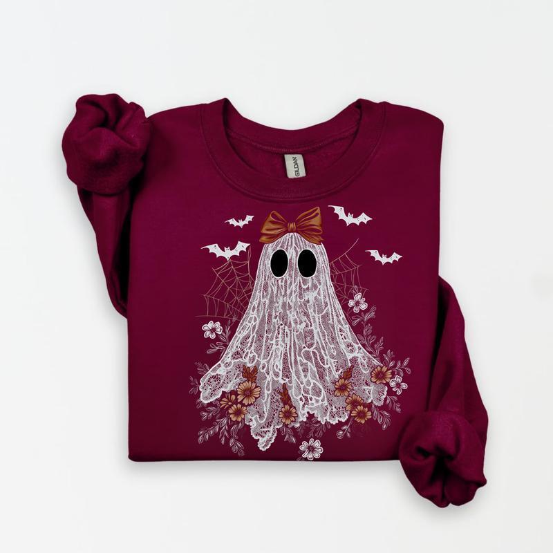 Vintage Lace Ghost Halloween Sweatshirt