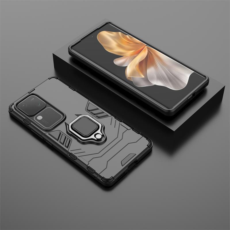 

Для Vivo V30 5G V 30 Pro V2318 V2319 чехол противоударный жесткий чехол-подставка для телефона с кольцом задняя крышка For Vivo V30 Pro 5G чёрный