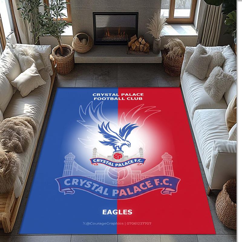 Crystal Palace Football Print Crystal Velvet Rug, Comfortable Water Absorbent Non Slip Indoor Floor Carpet