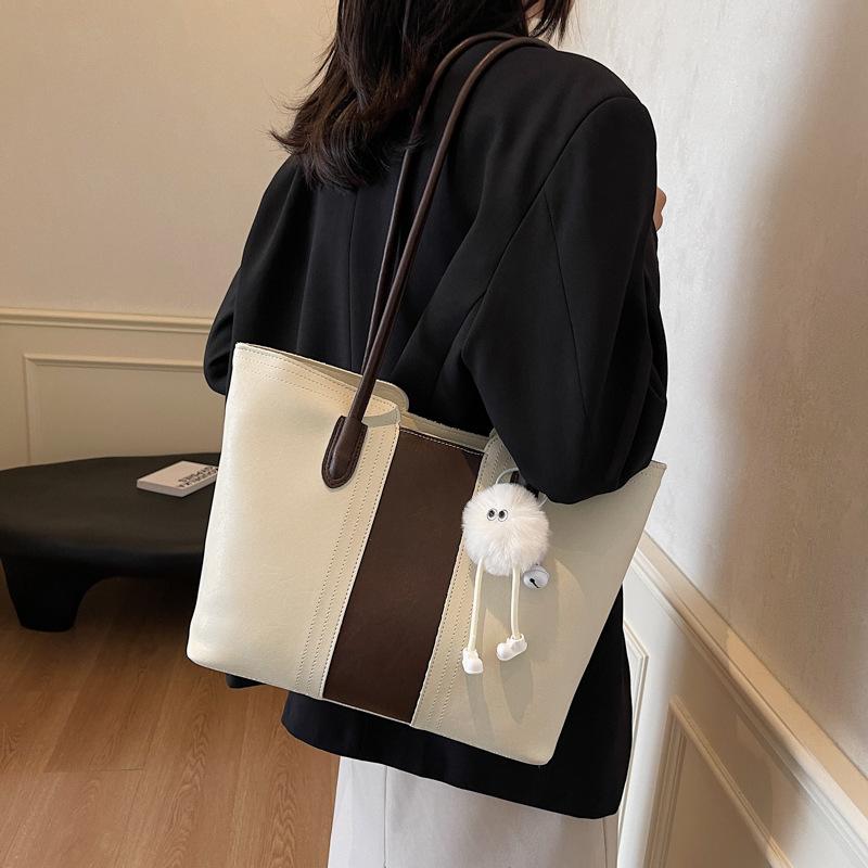 Simple High-end Bag Women's New Versatile Commuter Shoulder Bag College Students Class Tote Bag Large Capacity