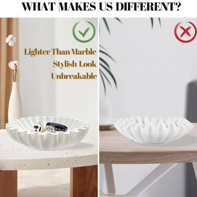 Sancks Serving Dish Artistic Scalloped Resin Decorative Bowl For Living Room Bedroom Storage And Display