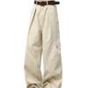 American retro washed overalls men's spring and autumn tide loose pleated versatile drape design straight casual pants