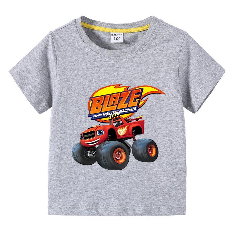 2025 Summer Kids Blaze And The Monster Machines Cartoon Funny Tshirt Childrens Short Sleeved Tees Girls Boys Tops Clothes