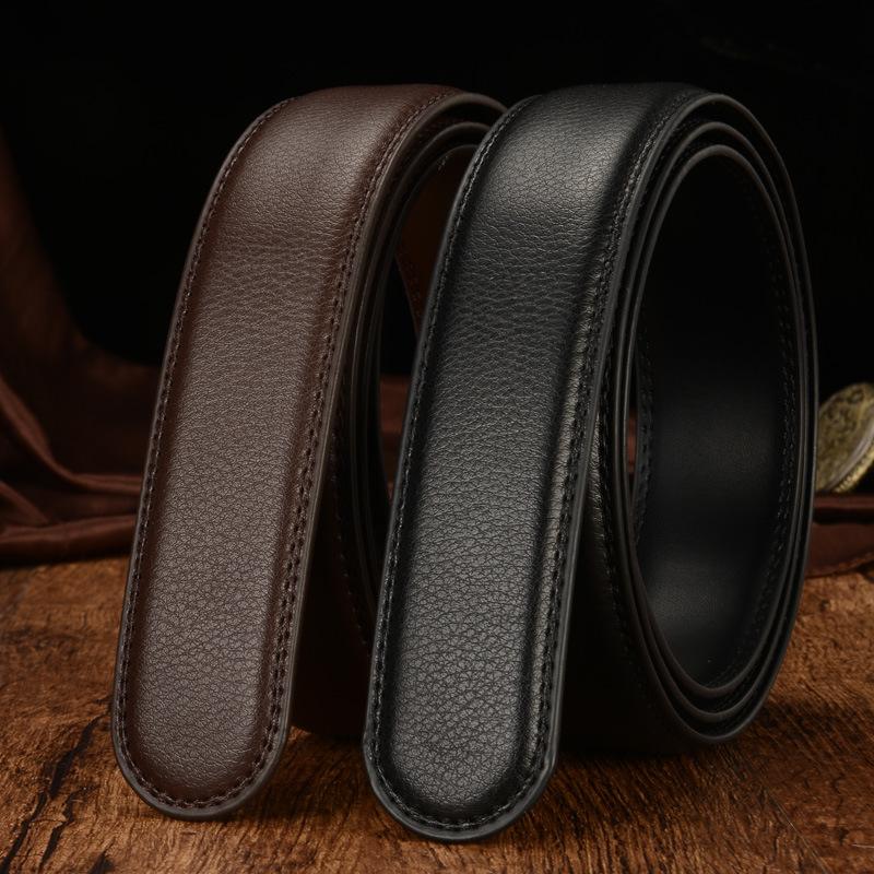 Genuine Leather Belt Body Men'S Belt Headless Belt Belt Strip Cowhide No Button Head Does Not Take The Lead Automatic Buckle
