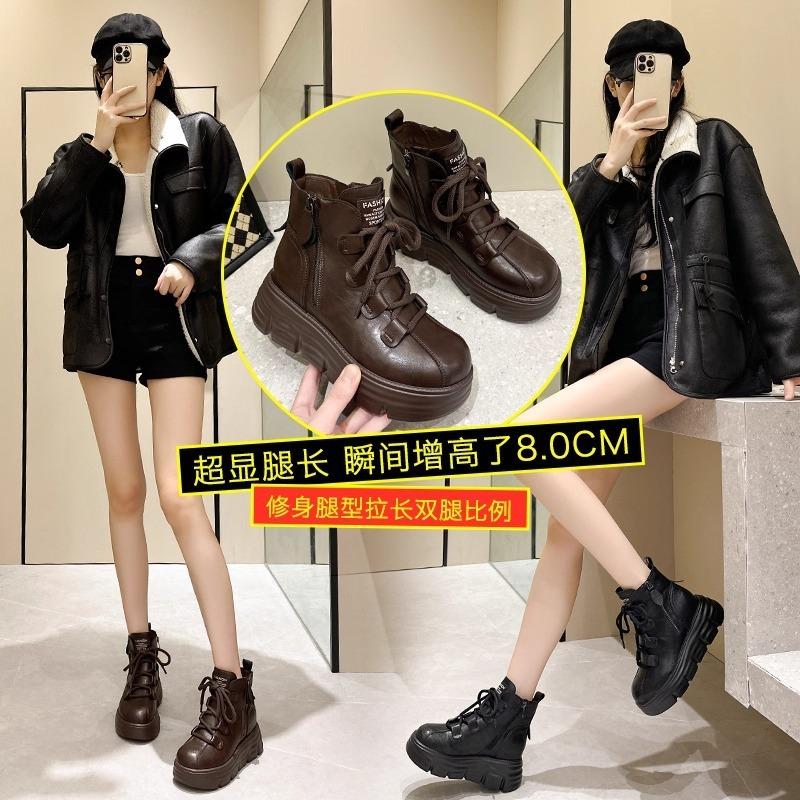 Inner heightening Martin boots for women's autumn and winter new thick-soled velvet cotton shoes and short boots for women