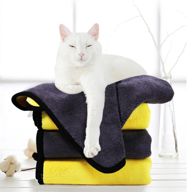 Soft Absorbent Coral Fleece Pet Bath Towel for Dogs and Cats
