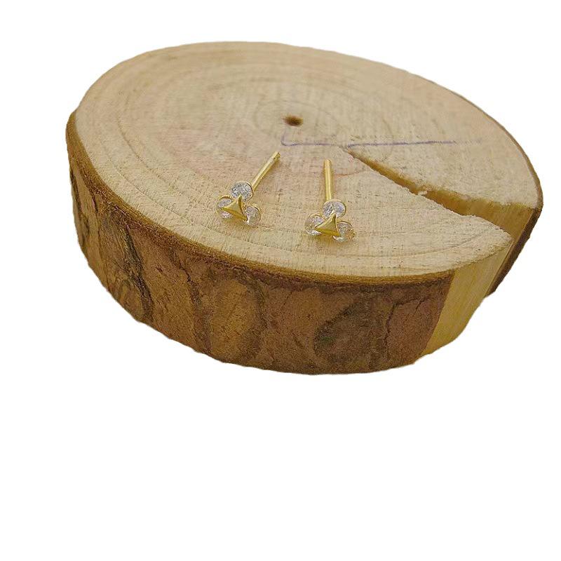 2024 Geometric Small Stud Earrings: 925 Silver Needle with Inlaid Diamonds In Golden Triangle Design for Women