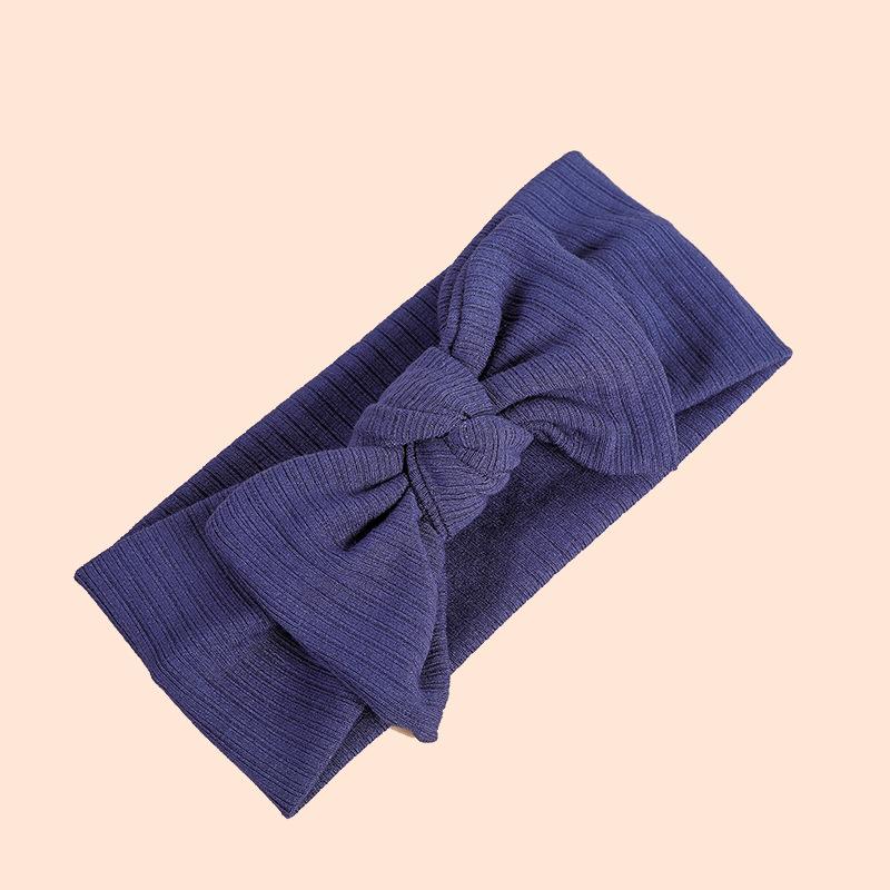 2022 Organic Cotton Baby Bow Knot Knitted Ribbed Infant Newborn Headbands for Babies 18 Colors Baby Accessories
