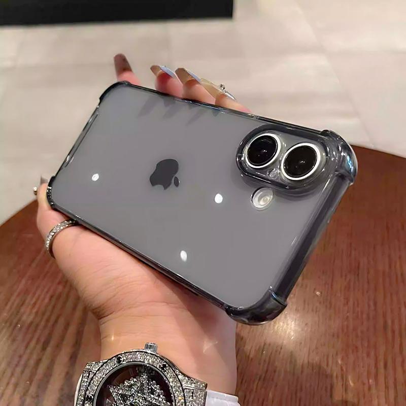 Luxury Transparent Black Silicone Soft Case For iPhone 16 15 14 13 12 11 Pro Max Plus Mini Clear Ultra Thin Cover Shockproof