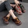 Fashion High Quality 4CM Women Flat Platform Shoes Mixed Colors Genuine Cow Leather Lace-Up Casual Sneakers Ladies Thick Bottom Shoes