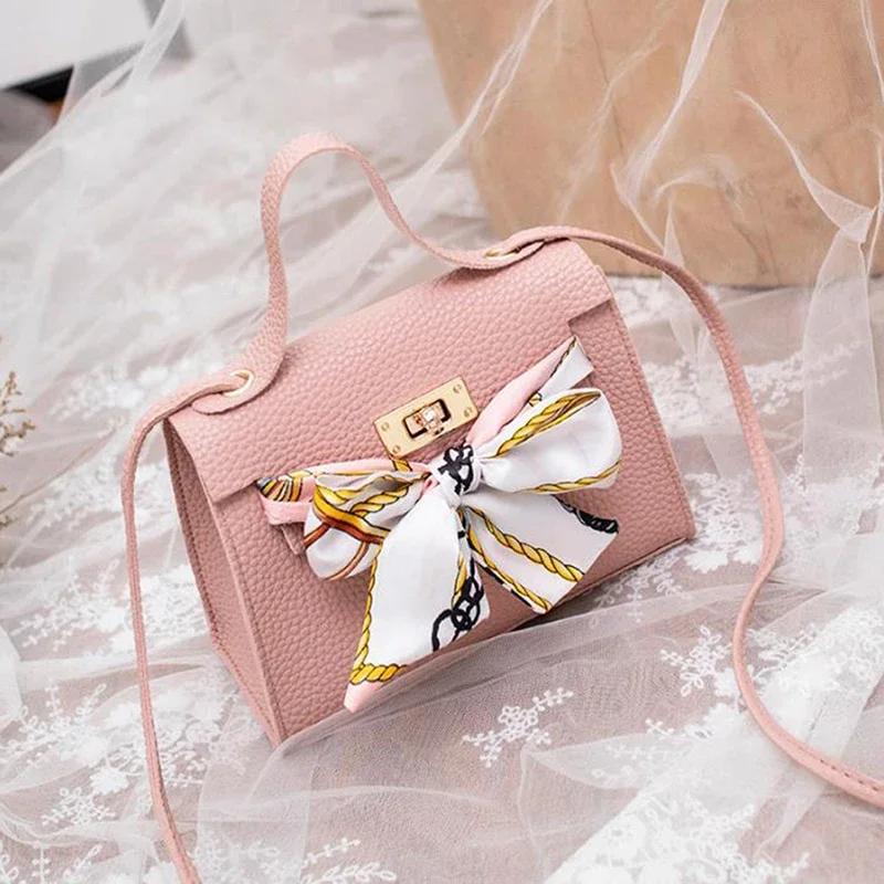 Women Ribbon Bow Decor Hasp Mini Flap Hangbag Ladies Fashion Leather Wallet Shoulder Messenger Crossbody Bag Totes