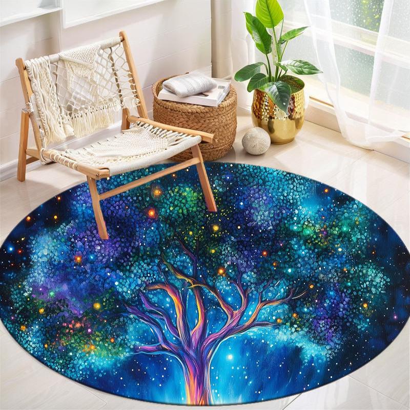 1 Stück Baum des Lebens Runddruck Teppich - Heimdekoration Teppich für Wohnzimmer Schlafzimmer Bodenbelag Computerstuhl Bereichsteppich