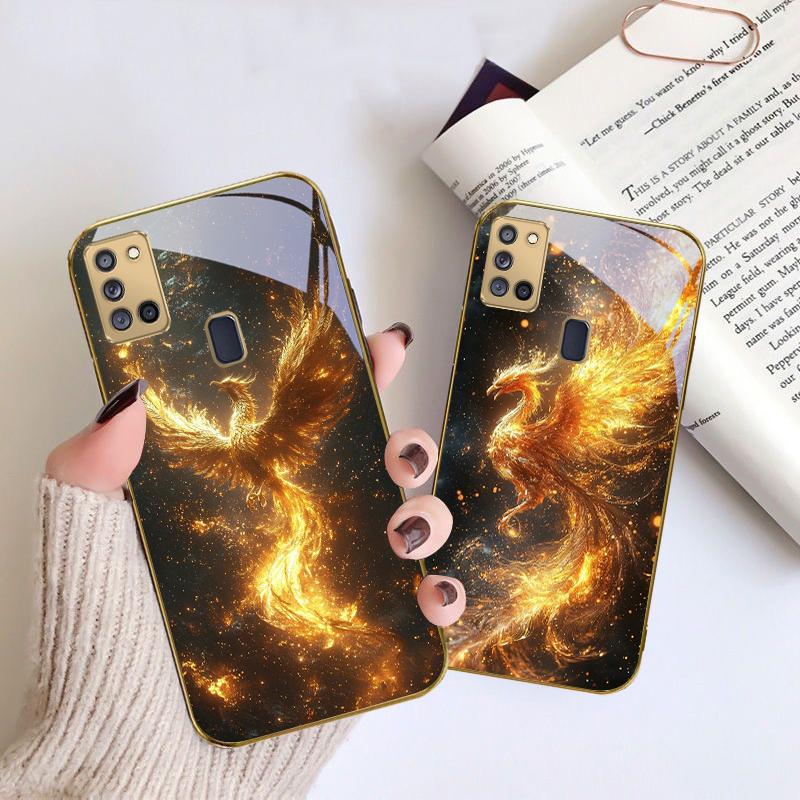 Golden Phoenix Nirvana For Samsung A 31 32 A33 A34 35 14 A15 13 16 25 26 50 52 53 54 55 56 70 71 72 73 Golden Glass Phone Case