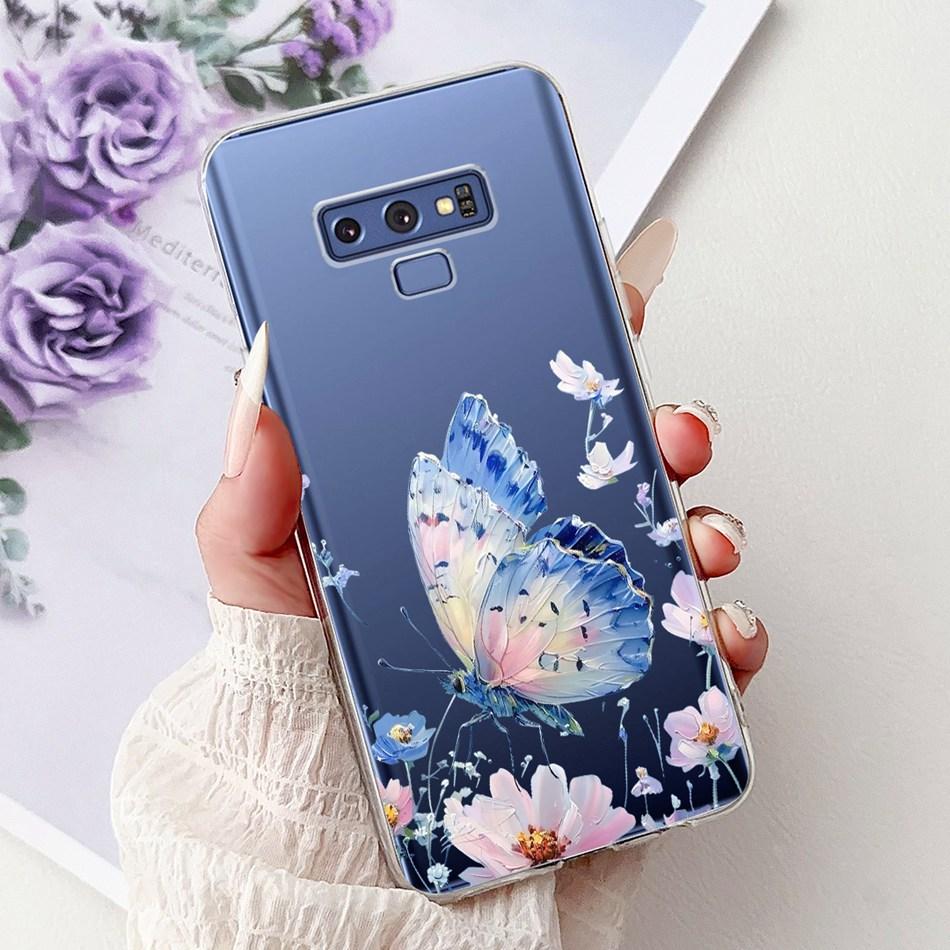 For Samsung Galaxy Note9 Elegant Floral Butterfly Phone Case For Samsung Note 9 SM-N960F SM-N9600 Soft Silicone TPU Cases