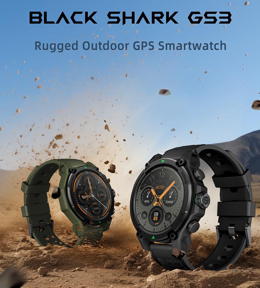 Розумний спортивний годинник Black Shark GS3 Новий 1,43-дюймовий сенсорний екран Моніторинг здоров'я з підтримкою системи GPS: Android iOS HarmonyOS 400 мВтг