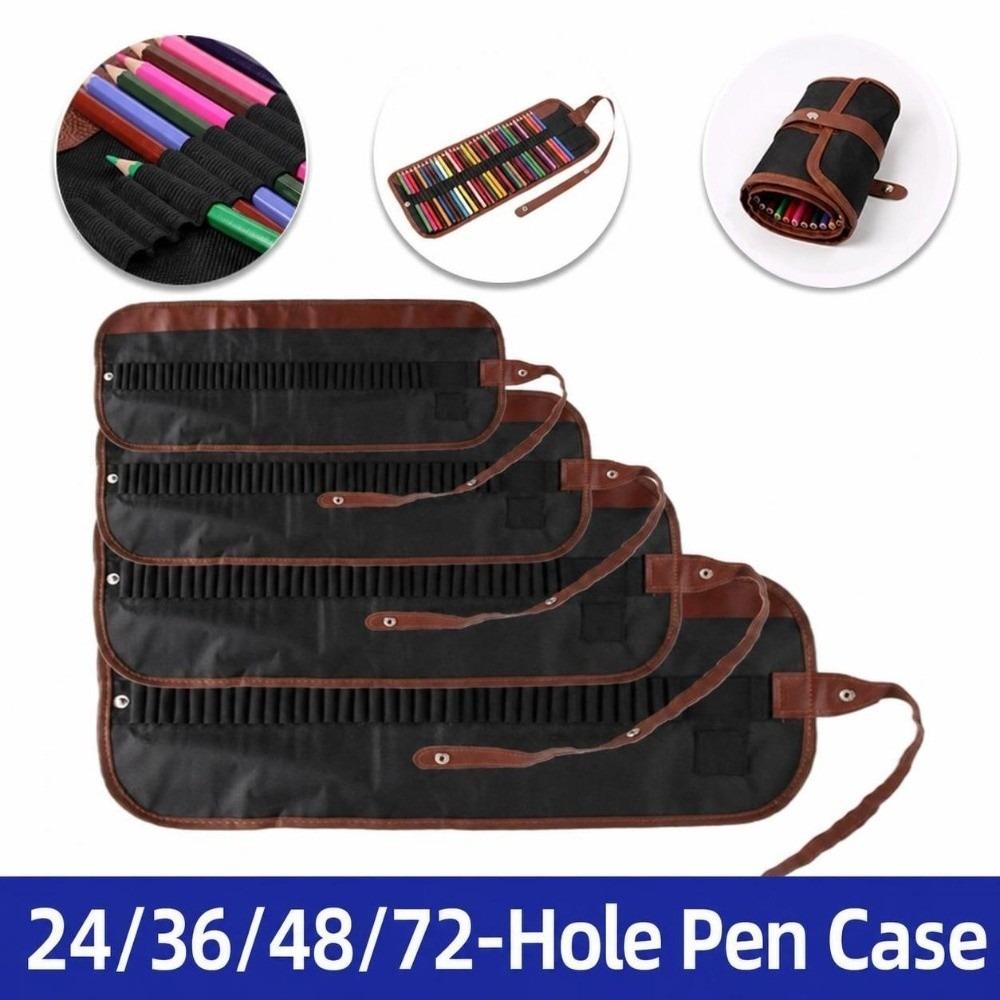 PU Leather Roll Up Pencil Case Large Capacity Pencil Storage Roll Bag  Art Students & Painters