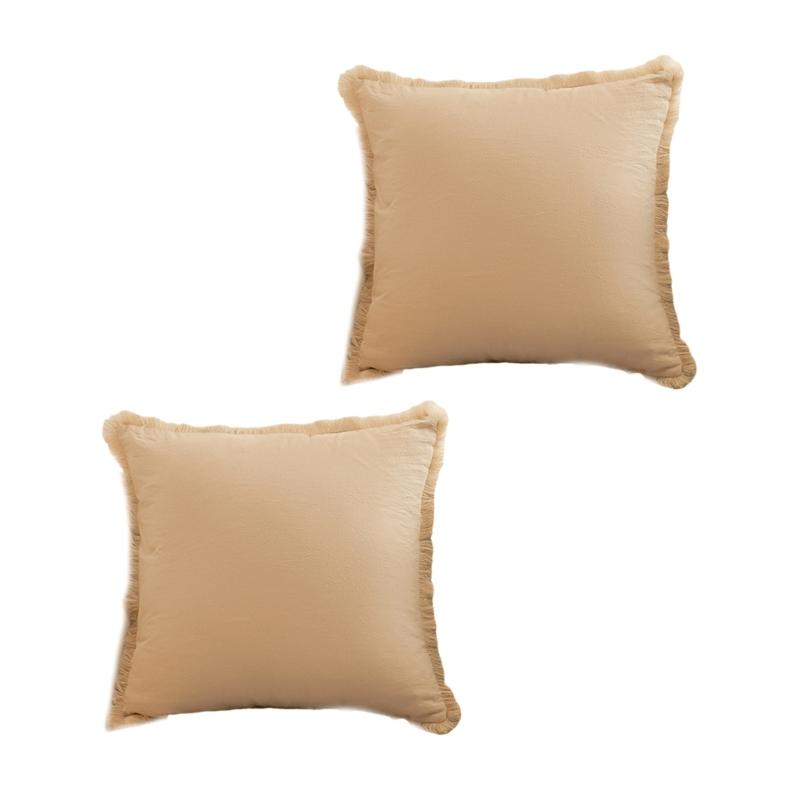 Solid Color Velvets Throw Pillow Case with Tassels Trim Bohemians Style for Living Room Decoration 18x18