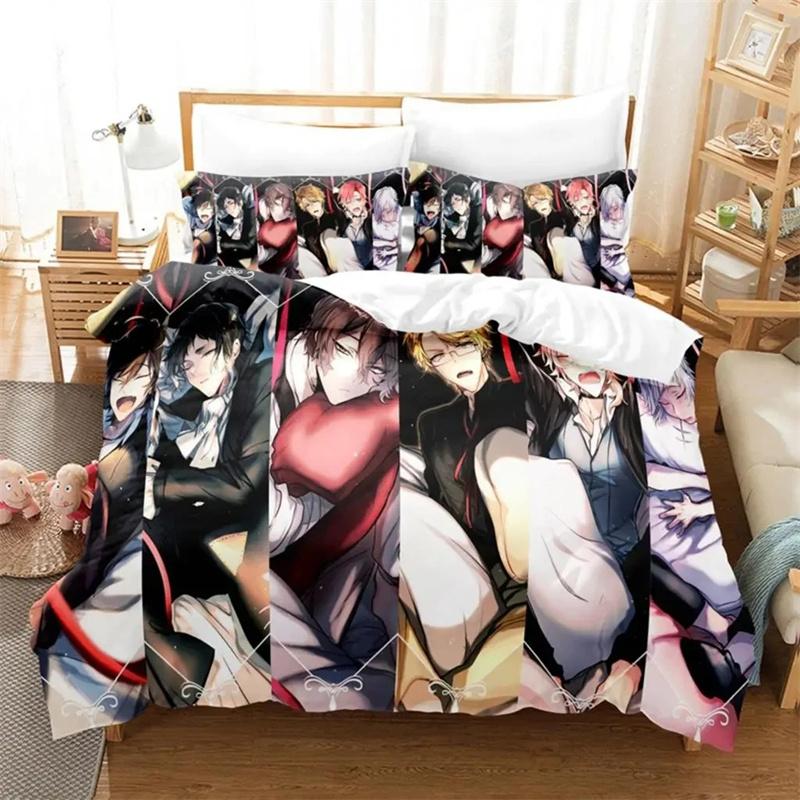 Anime Dazai Bungo Stray Dogs Bedding Set Boys Girls Twin Queen Size Duvet Cover Pillowcase Bed Kids Adult Home Textileextile