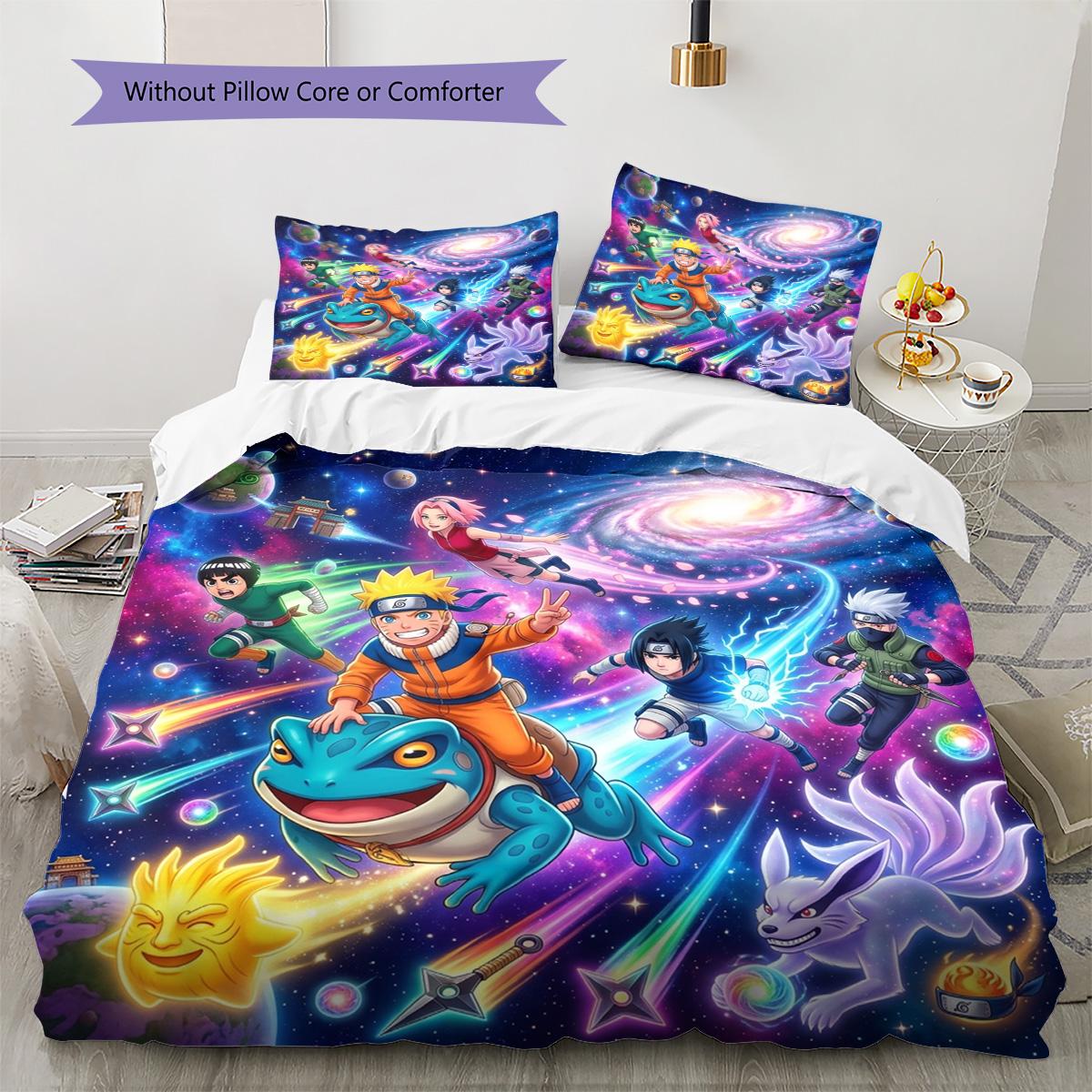 

Naruto Pattern Bedding Quilt Set Quilt Cover Pillowcase Home Decoration Birthday Gift (1 * duvet cover + 2 * pillowcase, without core) 135x200cm