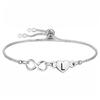 Stainless Steel Infinity Heart Initial Letter Bracelet Adjustable Slider Box Chain Bracelet for Women