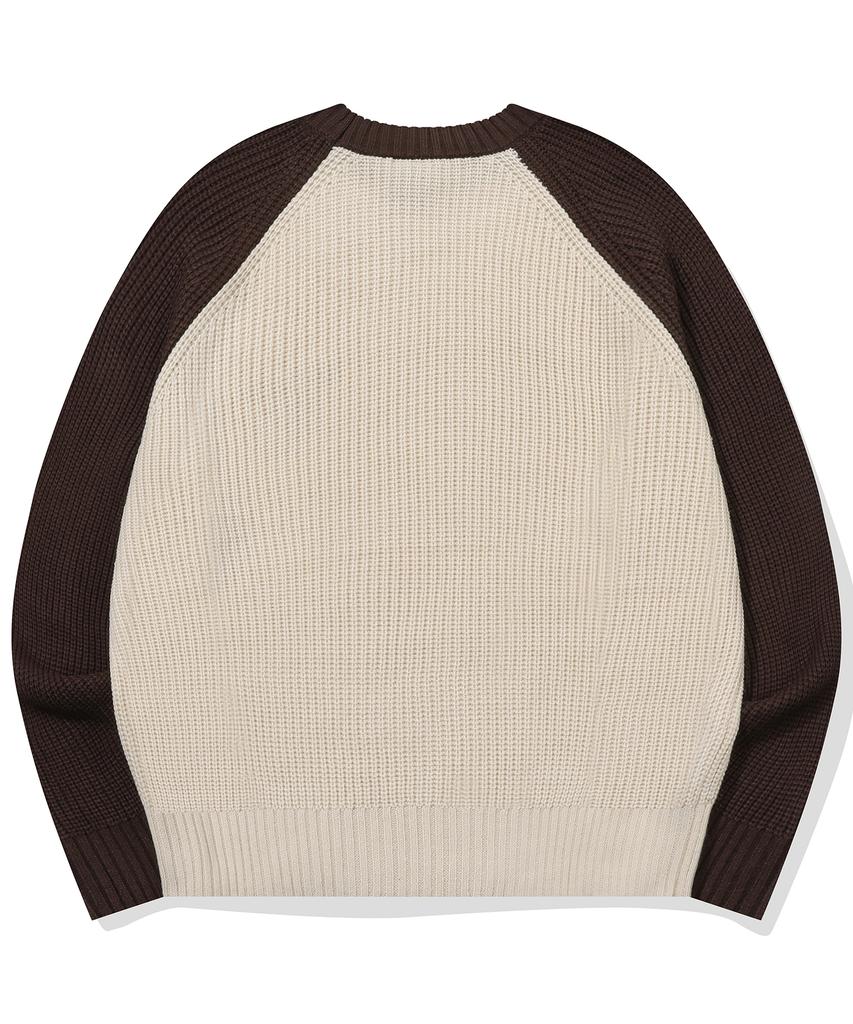 CPGN STUDIO Hoppy Raglan Block Knit Brown
