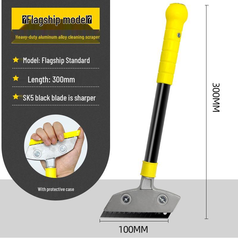 Upgraded Heavy Duty Aluminum Alloy Putty Knife with Thick Black Blade for De-gluing Floor Tiles and Kitchen Use