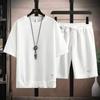 2024 Men's Sporty Summer Waffle Set: Korean Style Short Sleeve T-shirt & Shorts