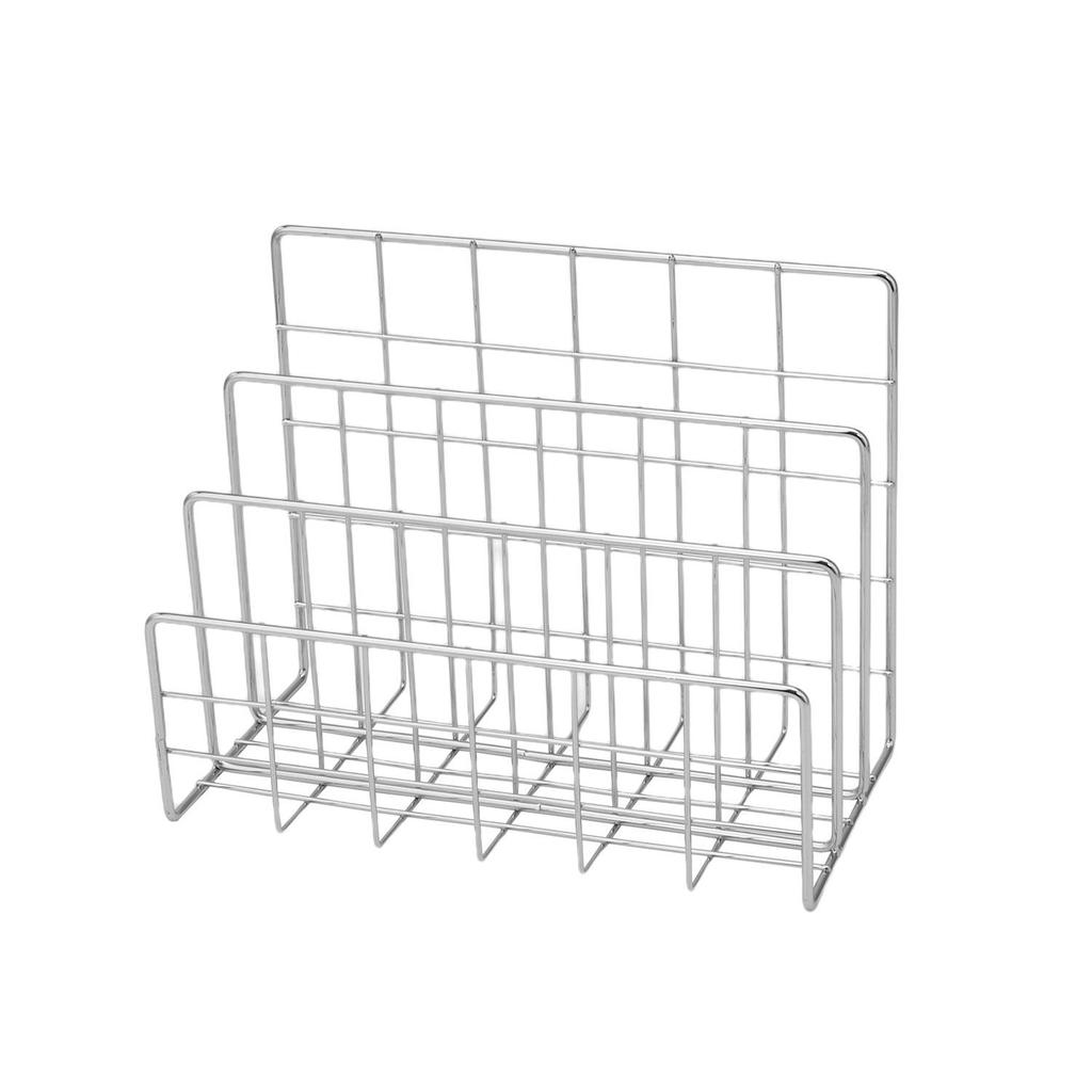 Iron Art Tri-Grid Bookshelf: Creative Desktop Organizer & Decorative File Rack