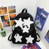 Large Color Solid Capacity Backpack With Star Decoration For Commute Daily