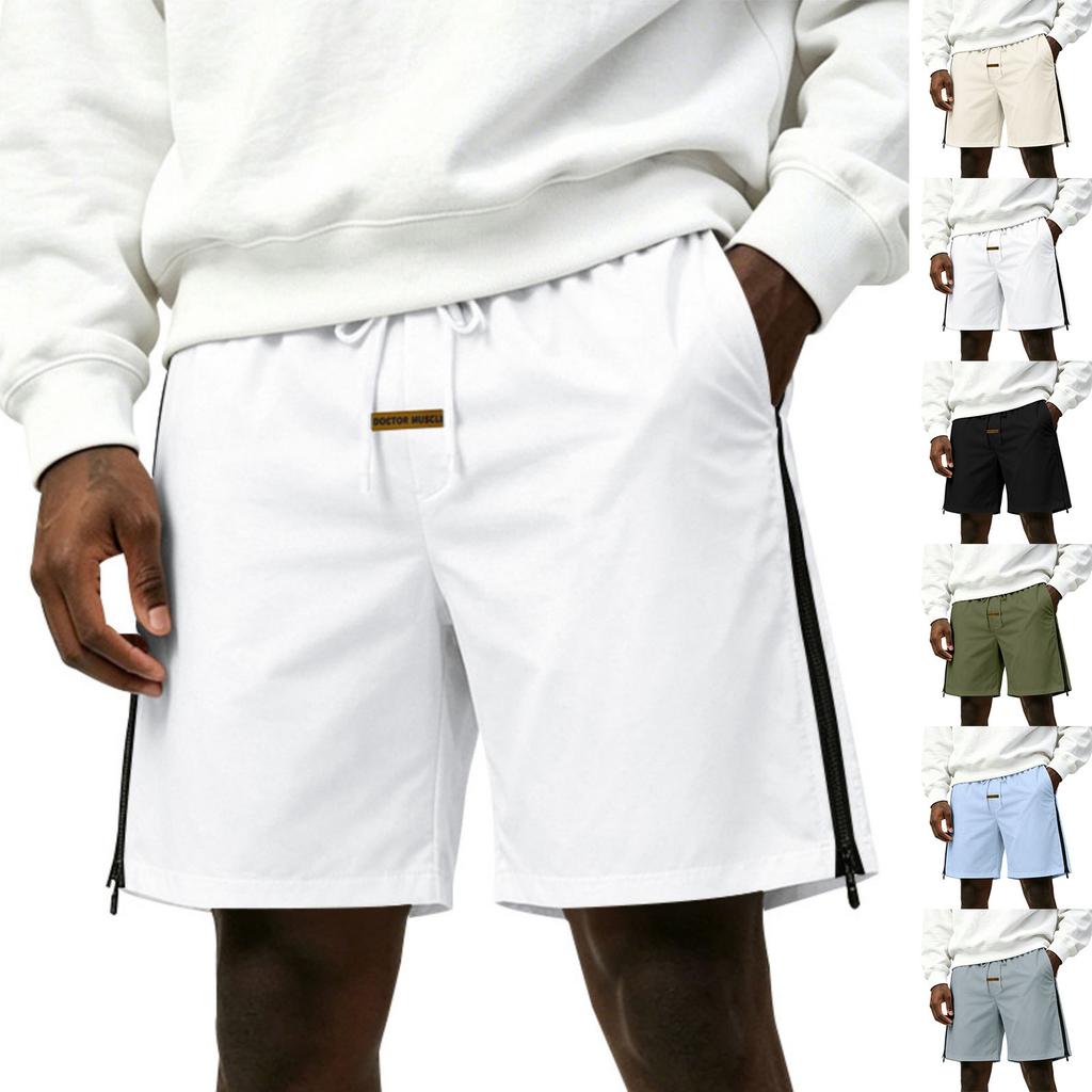 Men's Casual Athletic Shorts with Side Zipper - Loose Fit Streetwear Shorts