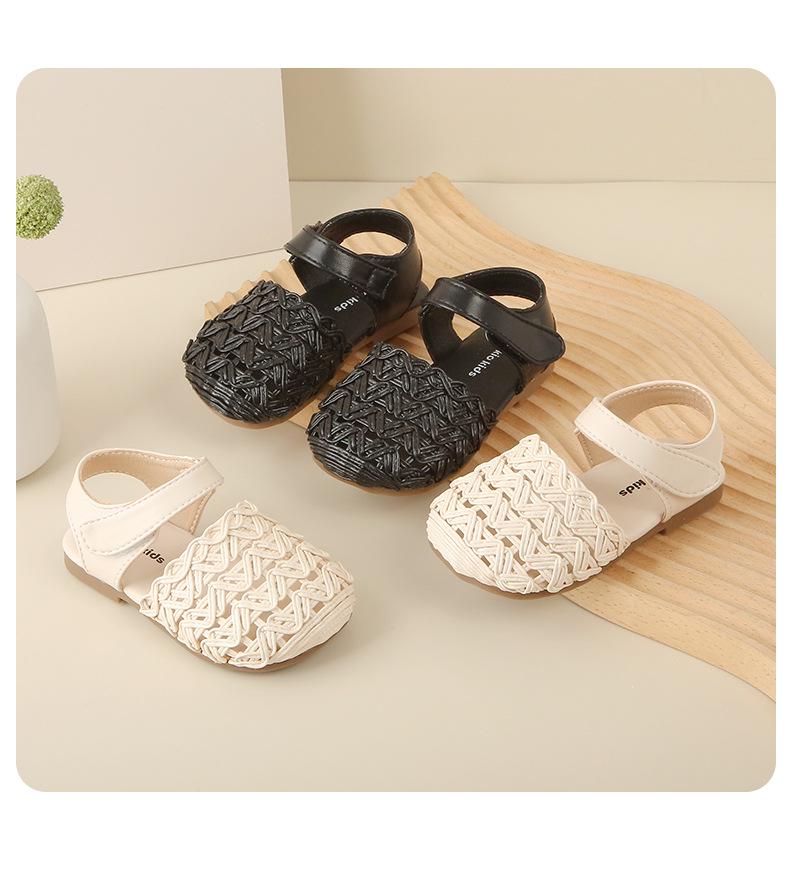 Korean Style Woven Baby Sandals - Breathable, Non-slip Soft Sole Shoes for 1-3 Year Old Girls