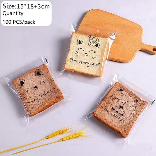 Lot de 100 sachets à pain adhésifs pour enfants, sachets à sandwichs, sachets à pain, sachets à sandwichs ...