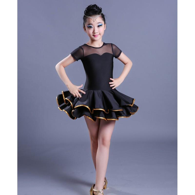 Girls Latin Dance Dress Performance Costume