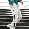 Men Cargo Pants Side Pockets Stretchy Waist Drawstring Strap Decor Ankle-banded Jogger Pants Daily Clothes