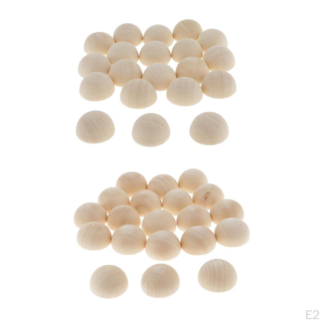 20 Pieces Bulk Half Wooden Beads Hemisphere Shape No Hole Making for Painting Supplies