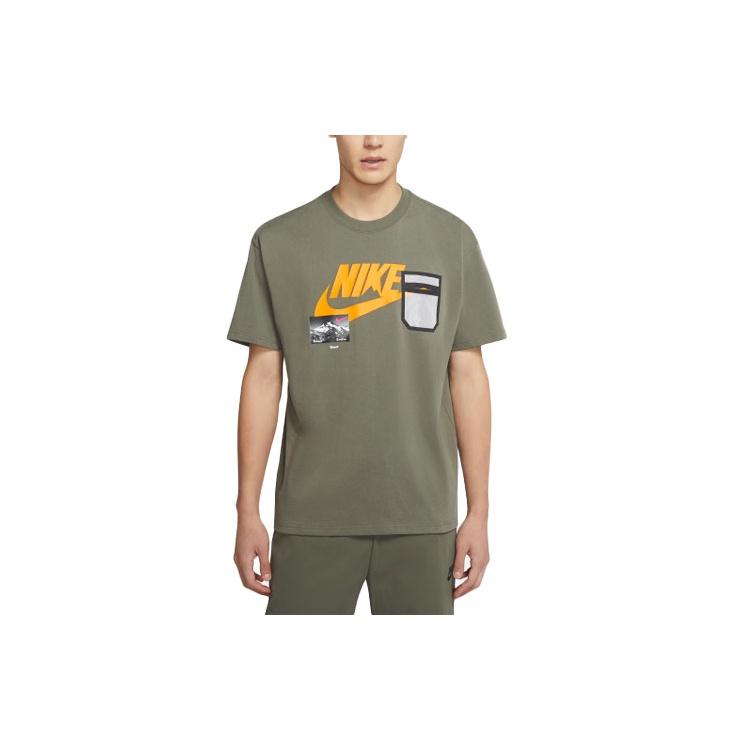 Nike Sportswear logo Printing Cozy Round Neck Short Sleeve Yellow Men s CZ4662-380 L