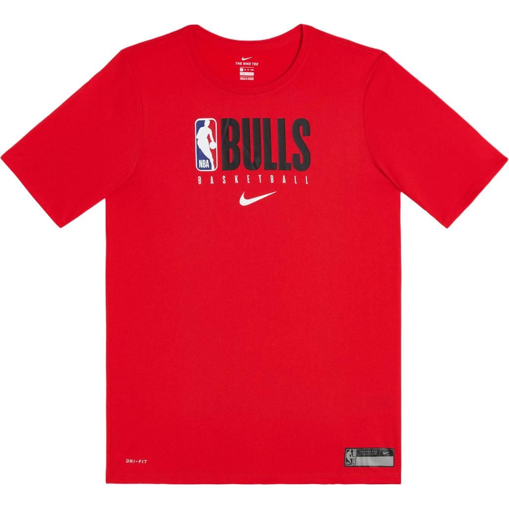 Nike NBA Collaboration Dri-Fit Chicago Bulls T-Shirt Logo Comfortable Quick-Dry Short Sleeve Kids Tops Bright-Red 3Z2B7BBKU-BUL