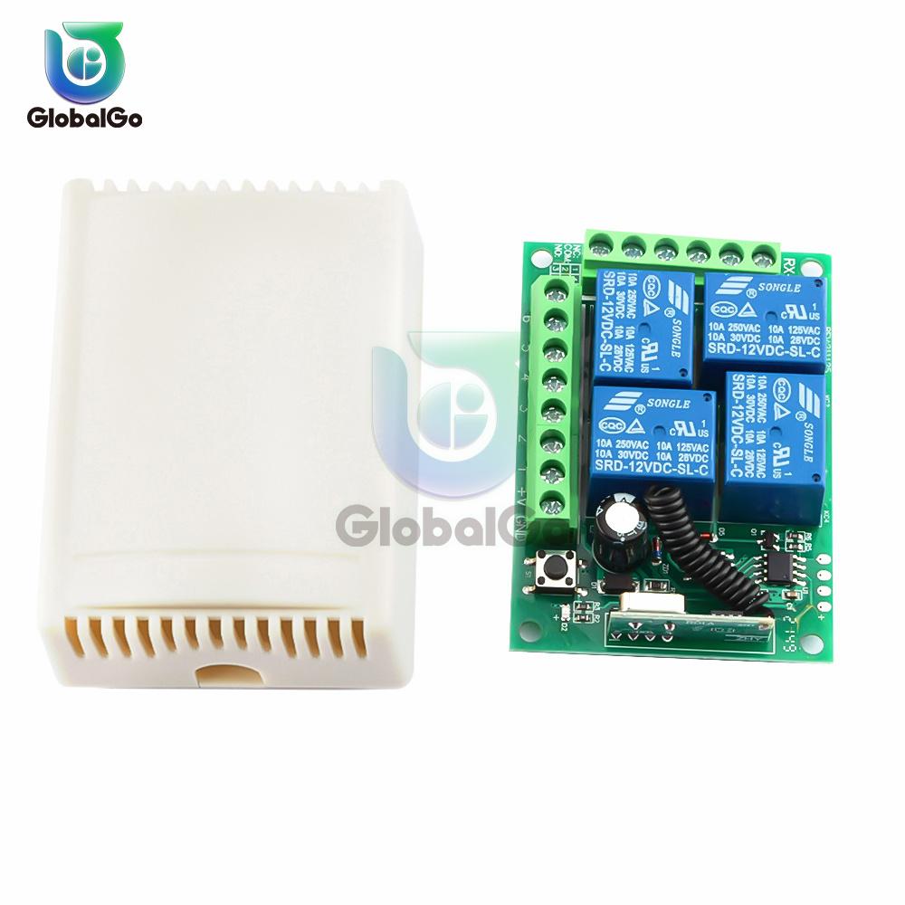 315MHz 433MHz Universal Wireless Remote Control DC 12V 4CH Relay Receiver Module + 4 Botton RF Switch for Gate Garage Opener Type 4