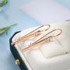 Unusual  Rose Gold Drop Earrings For Women Girls Glossy Long Stick Natural Zircon Earrings Bride Wedding Jewelry