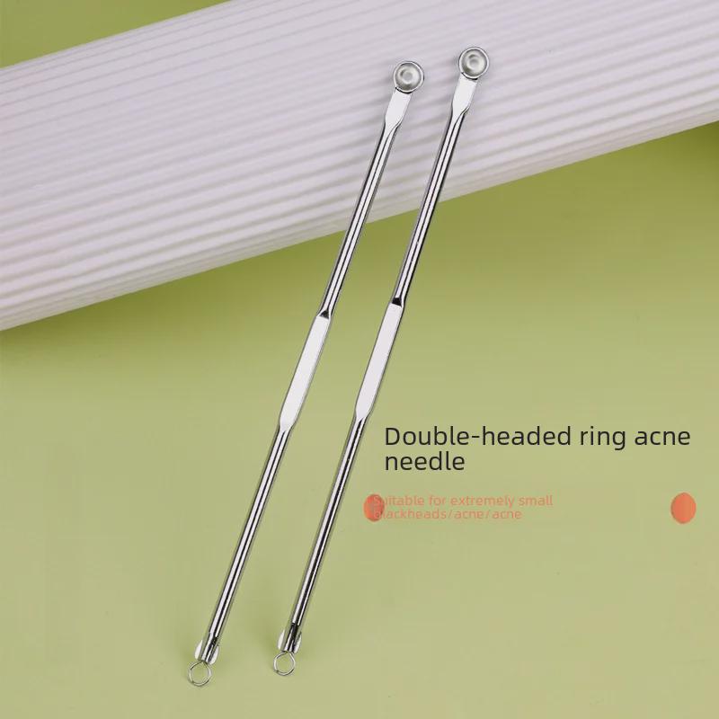 Kaqi Duoduo Stainless Steel Acne Tool Set: Double-Headed Needle, Curved Hook & Pressure Ring (3 Pieces) KK843