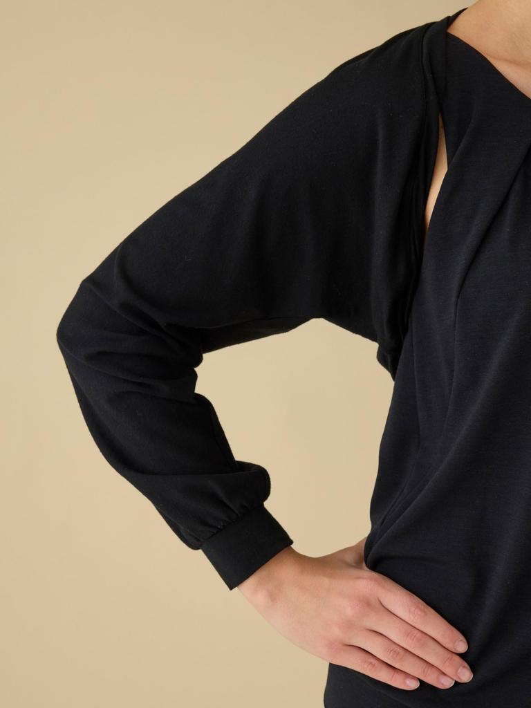 Yoga Wear Black Free Size Made In Japan Stretchy Tencel [Suria] [Sofia Bolero] Anti-Cold