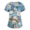 Women's Printing Uniform Work Uniform V-neck Pockets Basic Short Sleeve Pullover Top