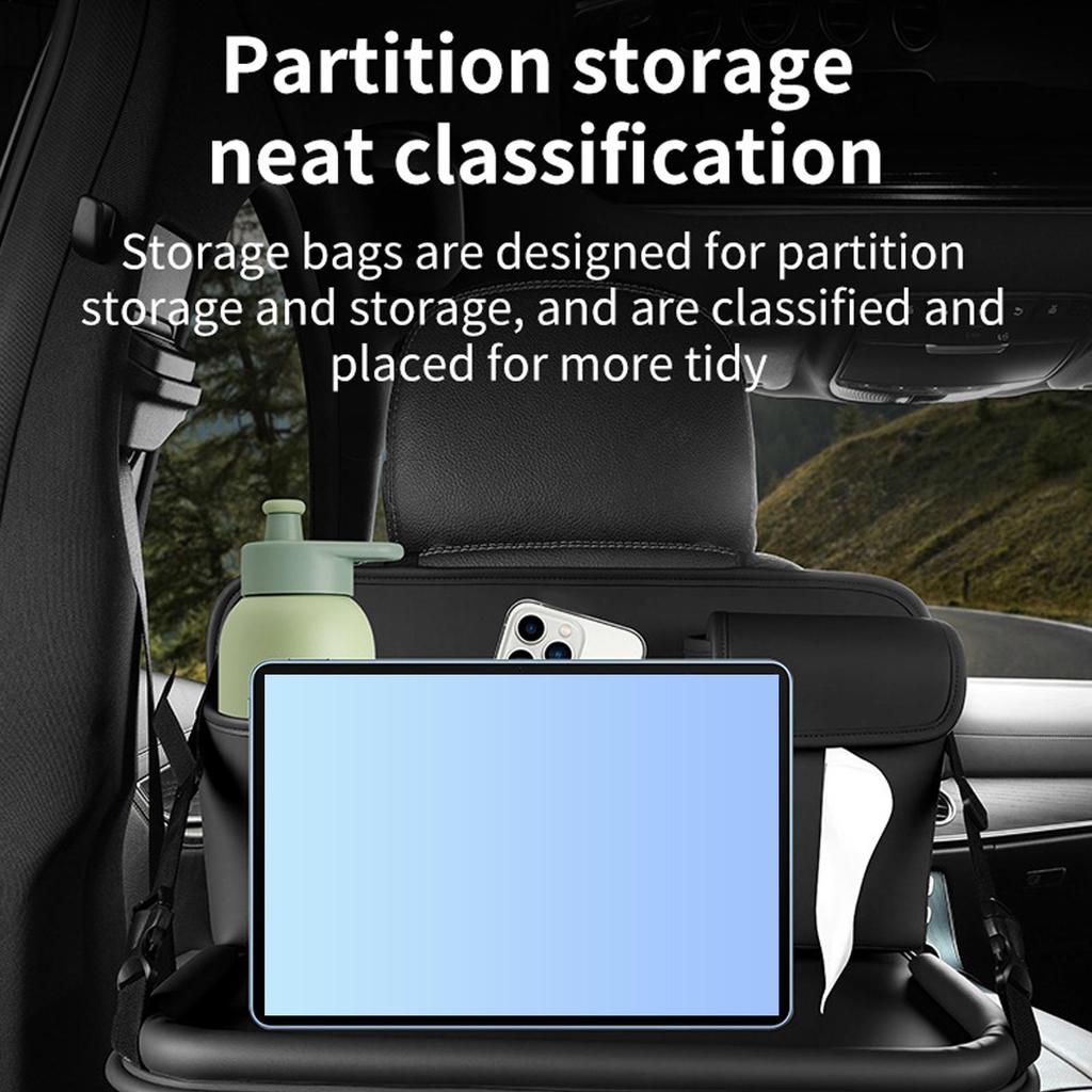 Backseat Car Organizer PU Leather Foldable Multifunctional Auto Accessories Car Table Tray For Vehicle Truck SUV Van Door Road