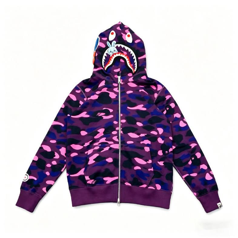 Trendy Brand Shark Head Camouflage 3D Printing Men and Women Couple Zipper To Head Sweater