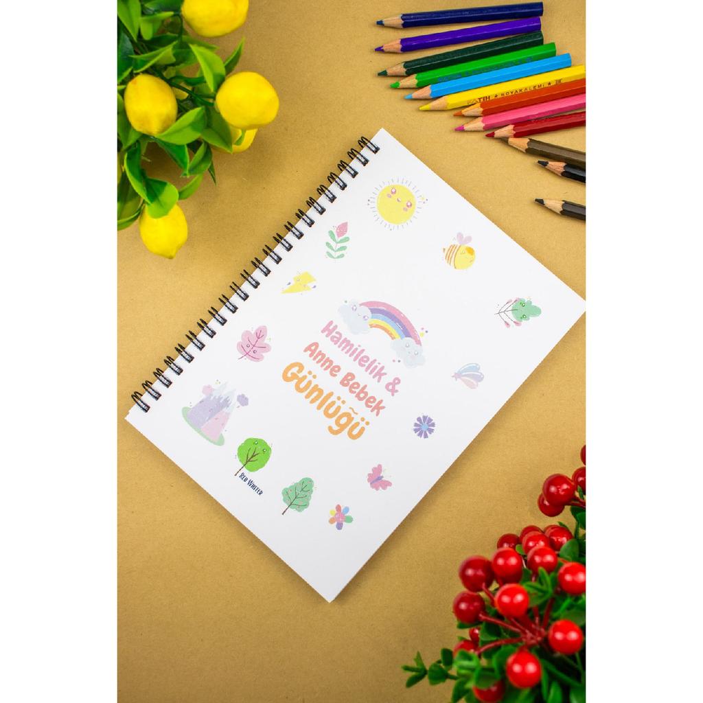 Schwangerschafts- und Mutter-Baby-Tagebuch 14x20 cm Design Tägliches Notizbuch, (Haupt- und USAQ)